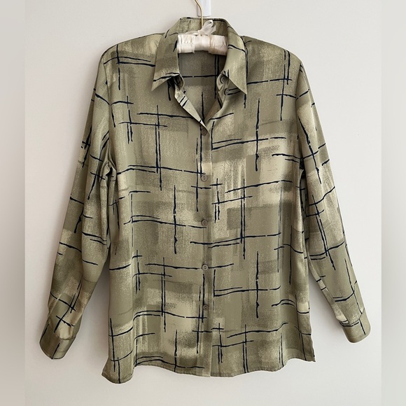 SOMMERMANN Long Sleeve Button Front Blouse Abstract Print Business Professional - Picture 6 of 16